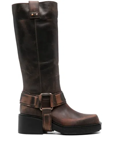 VIC MATIE SADDLE CALF-LENGTH BOOTS