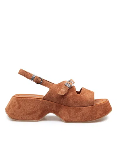 VIC MATIE VIC MATIE SANDAL IN CRUST WITH WOVEN SASHES ON THE FRONT