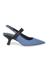 Vic Matie Bonbon Pumps In Denim With Elastic In Multi
