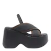 Vic Matie Denim Plateau Sandals In Black