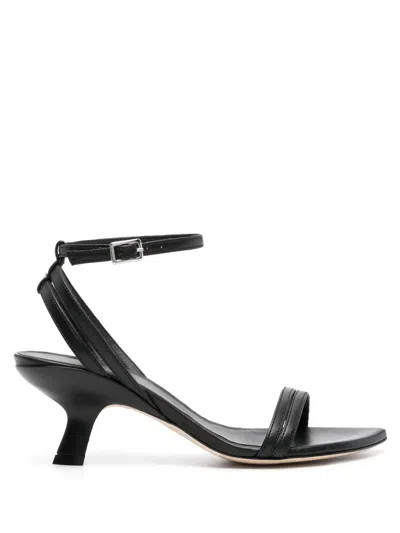 Vic Matie Sculpted-heel Leather Sandals In Schwarz
