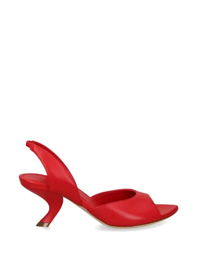 Vic Matie Slingback Leather Sandals In Red
