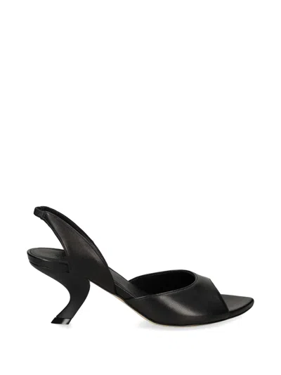 Vic Matie Slingback Sculpted-heel Sandals In Black