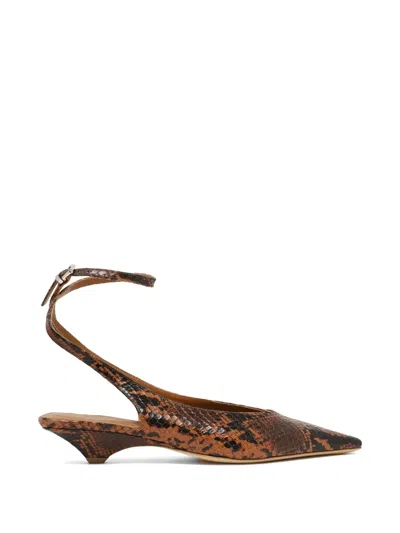 Vic Matie Snakeskin-effect Pointed-toe Pumps In Brown