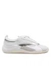 Vic Matie Sneakers In Split Leather And Leather Color White And Silver In White