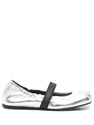 Vic Matie Square Closed Ballet Flats In Silver