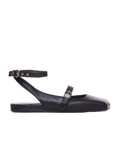 Vic Matie Square-headed Flat Sandals In Black