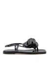 Vic Matie Square Open Sandal In Leather With Applied Flower Color Black