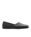 Vic Matie Square Closed Slipper Shoe In Leather With Applied Studs In Black