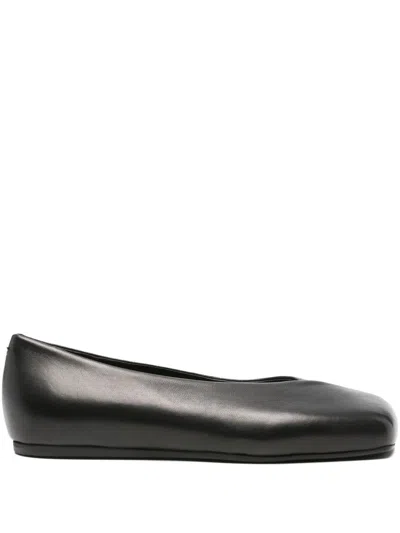 Vic Matie Square-toe Leather Ballet Flats In Black