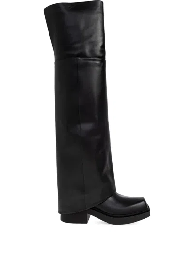 Vic Matie Square-toe Leather Boots In Black
