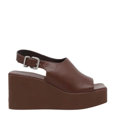 Vic Matie Square-toe Platform Sandals In Brown