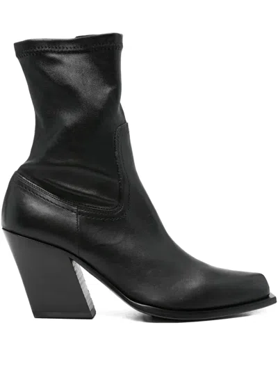Vic Matie Stretch-leather Pointed-toe Boots In Black