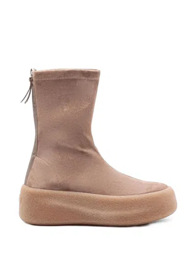 Vic Matie Stretch Suede Platform Ankle Boots In Multi