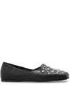 Vic Matie Square Closed Slipper Shoe In Leather With Applied Studs In Black
