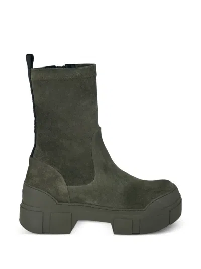 Vic Matie Suede Chunky-sole Ankle Boots In Green