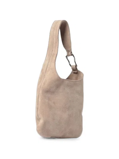Vic Matie Suede Logo-patch Shoulder Bag In Neutral
