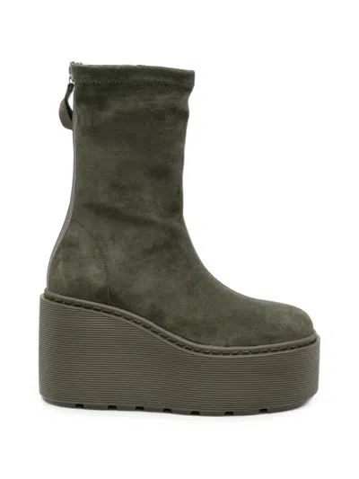 Vic Matie Suede Platform Boots In Animal Print