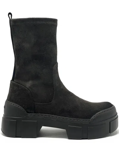 Vic Matie Suede Platform Boots In Black