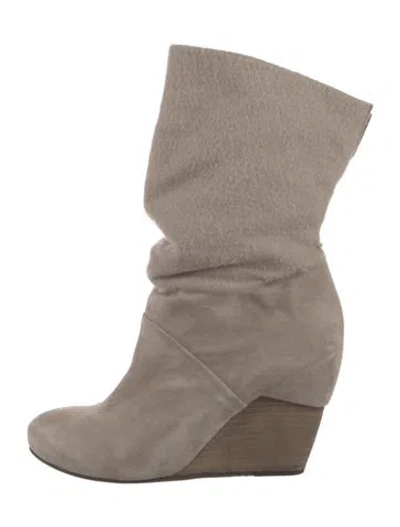 Pre-owned Vic Matie Suede Slouch Boots In Neutral