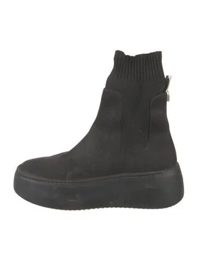 Pre-owned Vic Matie Suede Sock Boots In Black