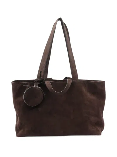 Vic Matie Suede Zip-closure Tote Bag In Brown
