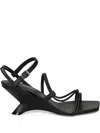 Vic Matie Swan Strappy Wedge Sandals In Black