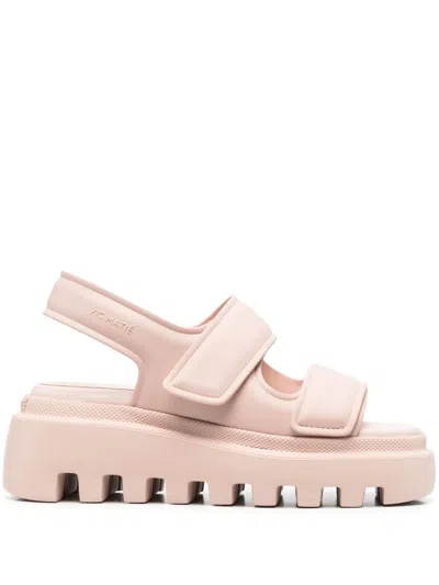 Vic Matie Touch-strap Leather Sandals In 粉色