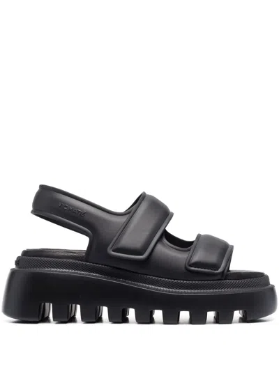 Vic Matie Touch-strap Leather Sandals In Black