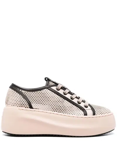 Vic Matie Travel Perforated Platform Trainers In Rosa