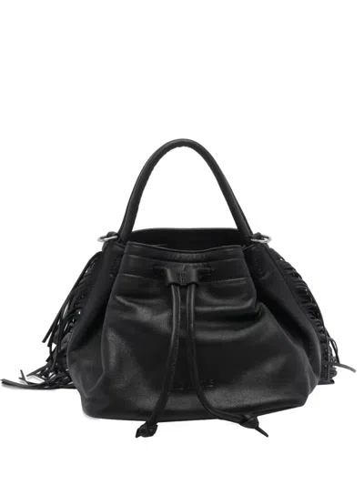 Vic Matie Travel Tassel Drawstring Bucket Bag In Black