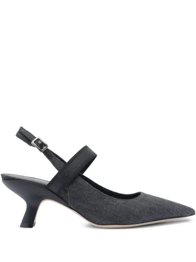 VIC MATIE TWILL SLINGBACK PUMPS