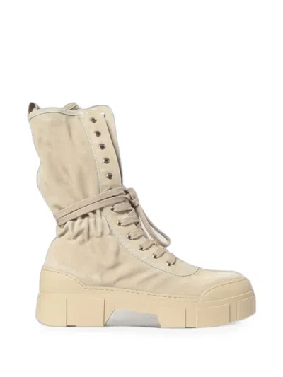 Vic Matie V14 Roccia Lace-up Suede Boots In Neutral