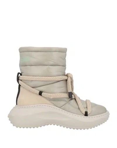 Vic Matie Vic Matiē M2m Woman Ankle Boots Light Grey Size 8 Leather, Textile Fibers In Gray