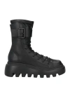 Vic Matie Vic Matiē Woman Ankle Boots Black Size 7 Leather, Synthetisches Material In Black