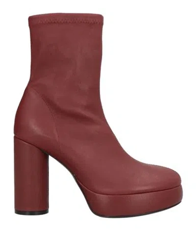 Vic Matie Vic Matiē Woman Ankle Boots Burgundy Size 7 Leather In Red