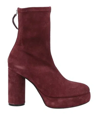 Vic Matie Vic Matiē Woman Ankle Boots Burgundy Size 7 Leather In Red