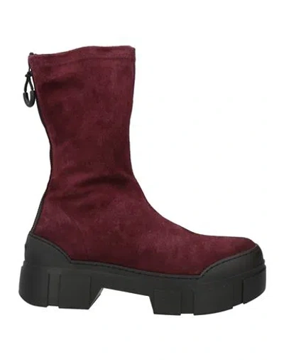 Vic Matie Vic Matiē Woman Ankle Boots Burgundy Size 11 Leather In Red