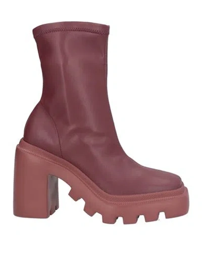 Vic Matie Vic Matiē Woman Ankle Boots Burgundy Size 7 Textile Fibers In Red