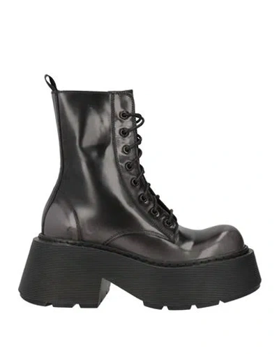 Vic Matie Vic Matiē Woman Ankle Boots Charcoal Size 7 Leather In Gray