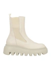 Vic Matie Vic Matiē Woman Ankle Boots Cream Size 8 Soft Leather, Textile Fibers In Neutral