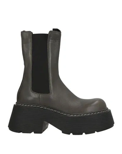 Vic Matie Vic Matiē Woman Ankle Boots Grey Size 7 Leather In Gray