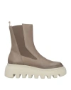 Vic Matie Vic Matiē Woman Ankle Boots Khaki Size 8 Soft Leather, Textile Fibers In Beige