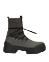 Vic Matie Vic Matiē Woman Ankle Boots Lead Size 8 Soft Leather, Textile Fibers In Grey