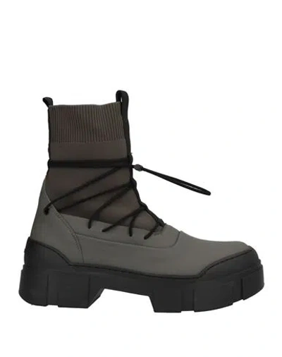 Vic Matie Vic Matiē Woman Ankle Boots Lead Size 8 Soft Leather, Textile Fibers In Grey