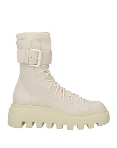 Vic Matie Vic Matiē Woman Ankle Boots Light Grey Size 7 Leather, Synthetisches Material In Gray