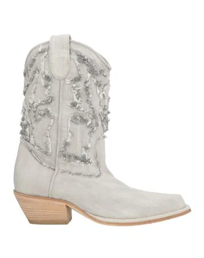 VIC MATIE VIC MATIĒ WOMAN ANKLE BOOTS LIGHT GREY SIZE 8 TEXTILE FIBERS