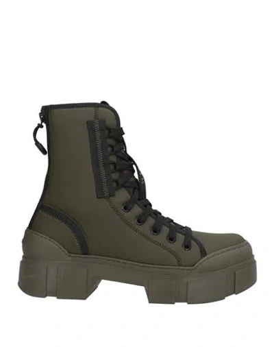 Vic Matie Vic Matiē Woman Ankle Boots Military Green Size 6 Textile Fibers