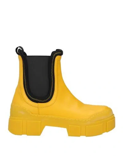 Vic Matie Vic Matiē Woman Ankle Boots Yellow Size 8 Soft Leather, Textile Fibers