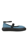 Vic Matie Ankle-strap Denim Ballerina Shoes In Blue